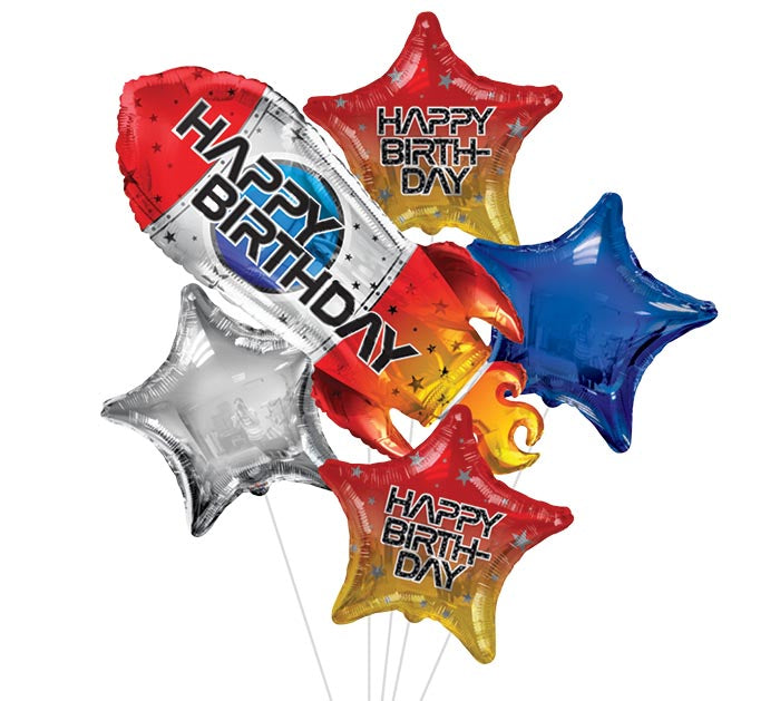 Balloon Bouquet Happy Birthday Rockets