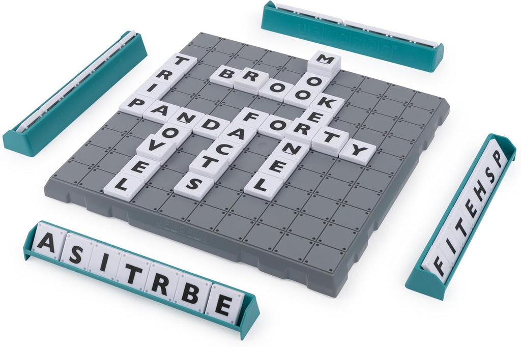 Upwords The Stackable Word Game: Includes Rotating Board & Letter Tiles, Classic Crossword Activity for Kids & Families
