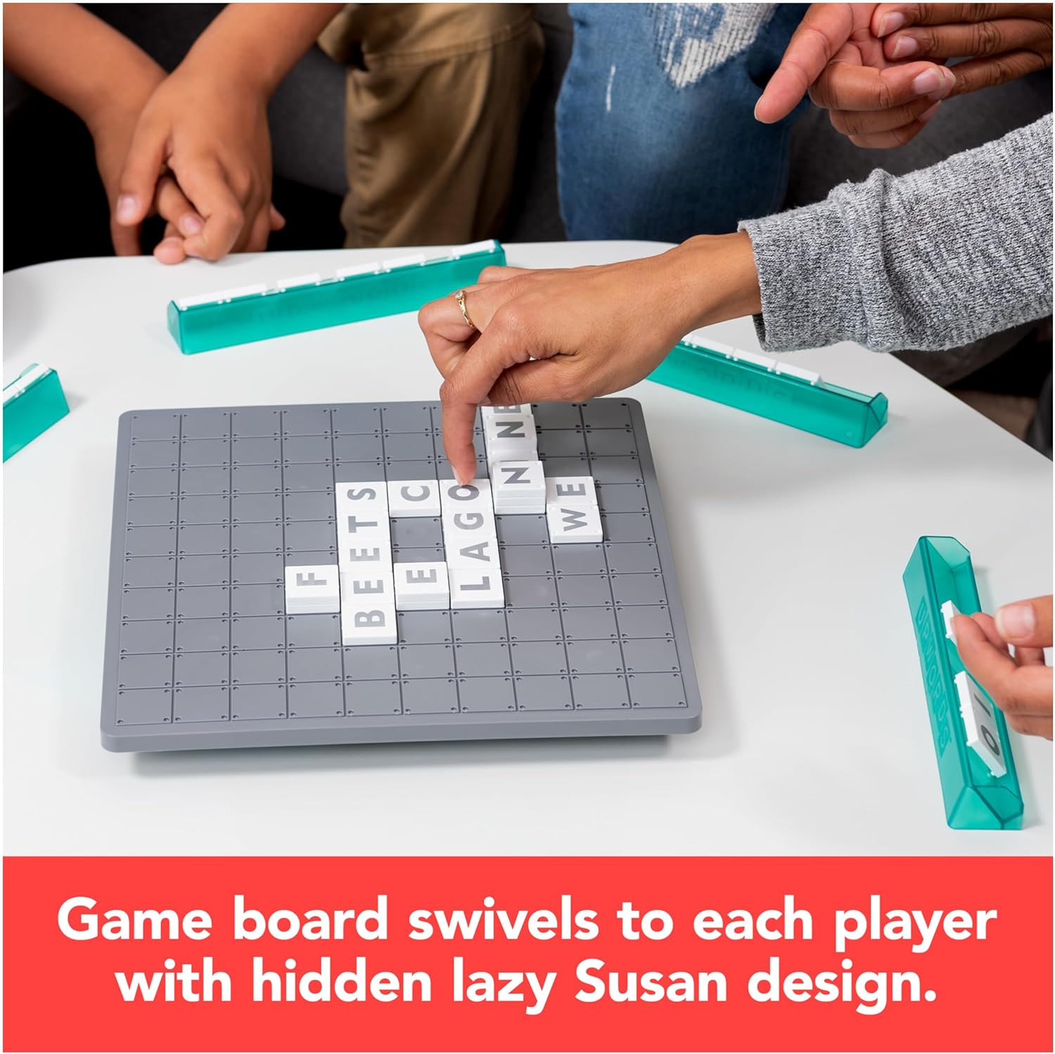 Upwords The Stackable Word Game: Includes Rotating Board & Letter Tiles, Classic Crossword Activity for Kids & Families