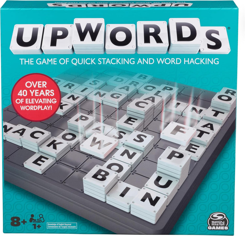 Upwords The Stackable Word Game: Includes Rotating Board & Letter Tiles, Classic Crossword Activity for Kids & Families
