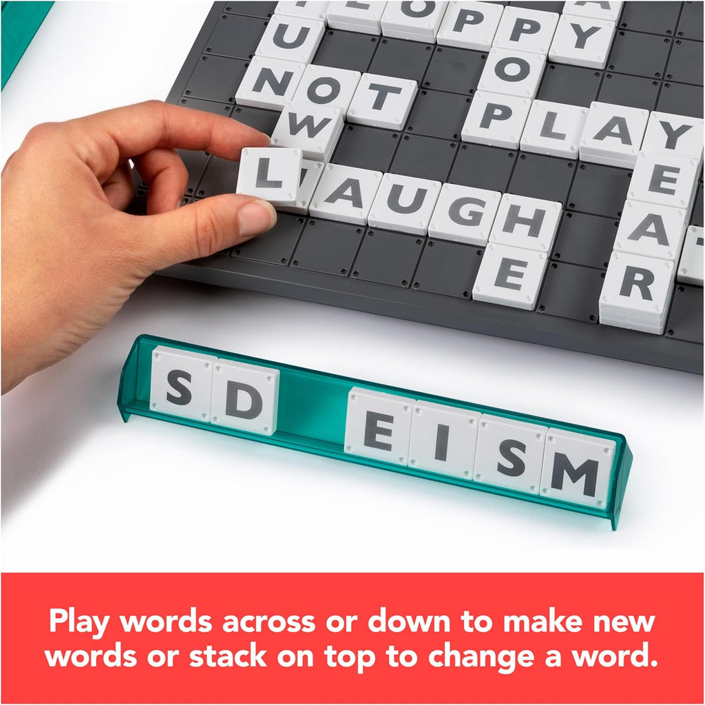 Upwords The Stackable Word Game: Includes Rotating Board & Letter Tiles, Classic Crossword Activity for Kids & Families