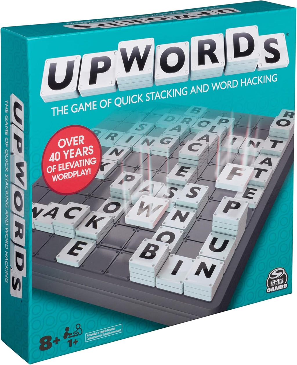 Upwords The Stackable Word Game: Includes Rotating Board & Letter Tiles, Classic Crossword Activity for Kids & Families